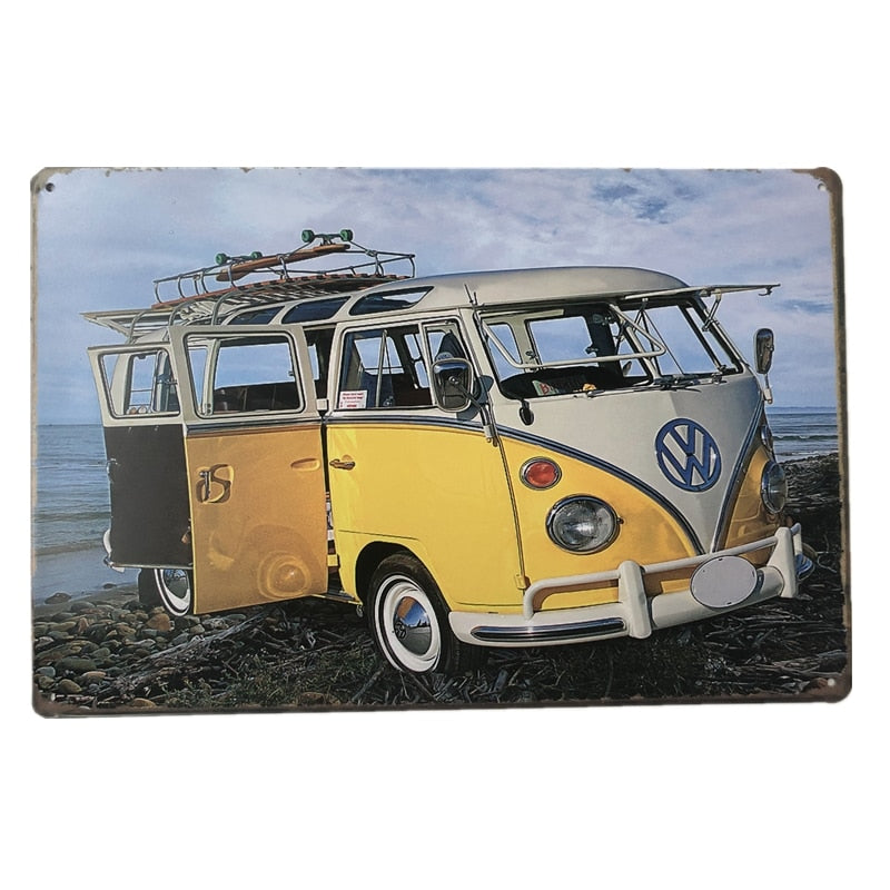 Vintage Minibus Trip Metal Posters