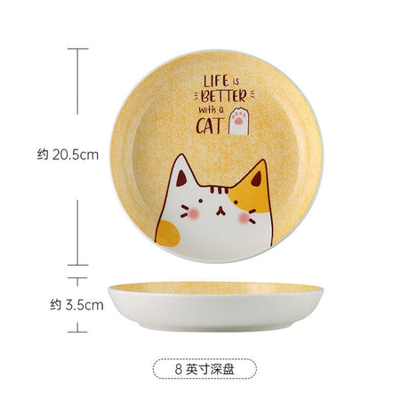 Cute Cat Ceramic Dinner Plate Set