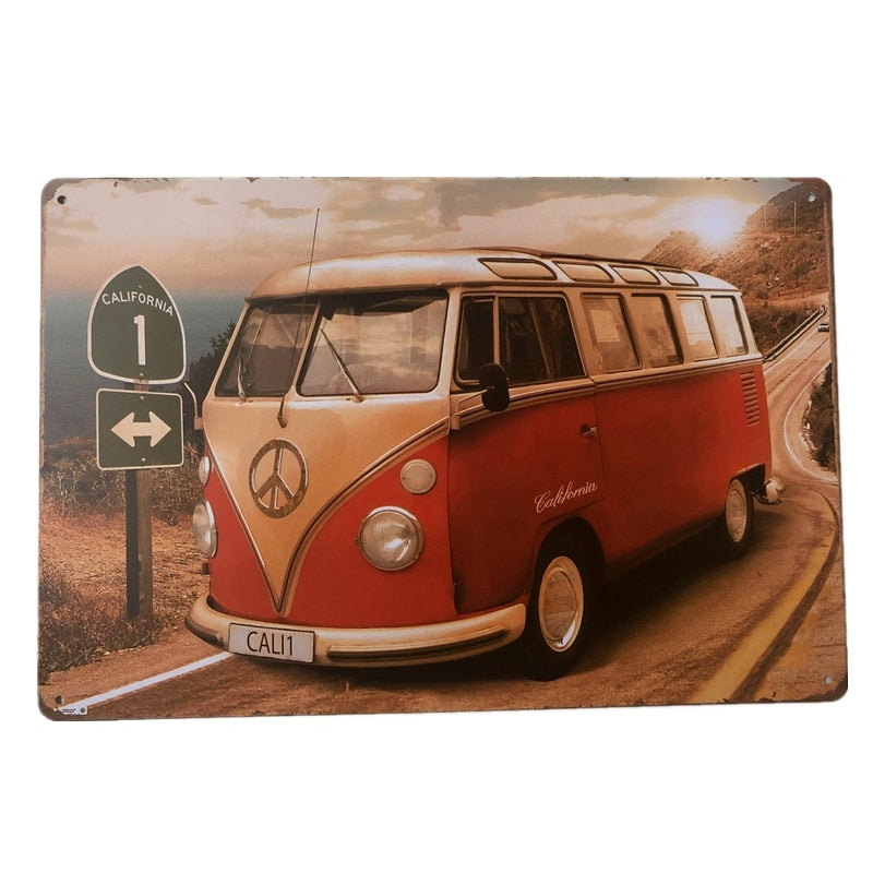 Vintage Minibus Trip Metal Posters