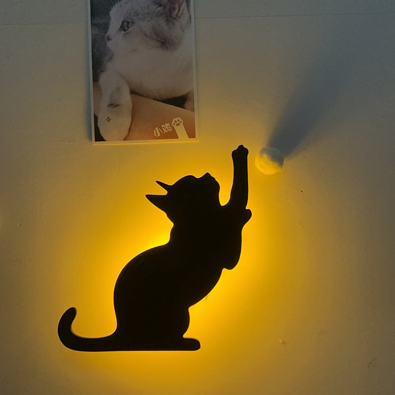 Cat Led Light Sensor Wall Decor