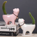 Ceramic Cat Flowerpot Garden Decor