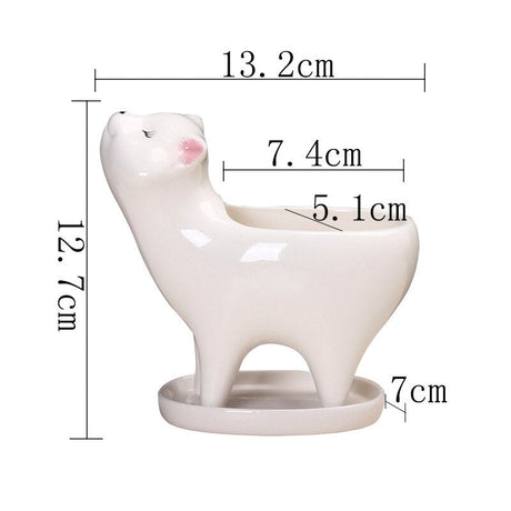 Ceramic Cat Flowerpot Garden Decor