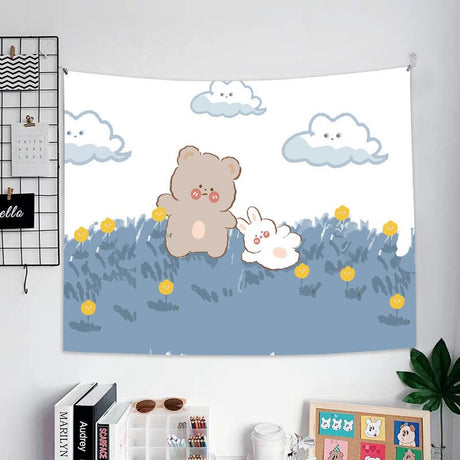 Cute Kawaii Bear Tapestry