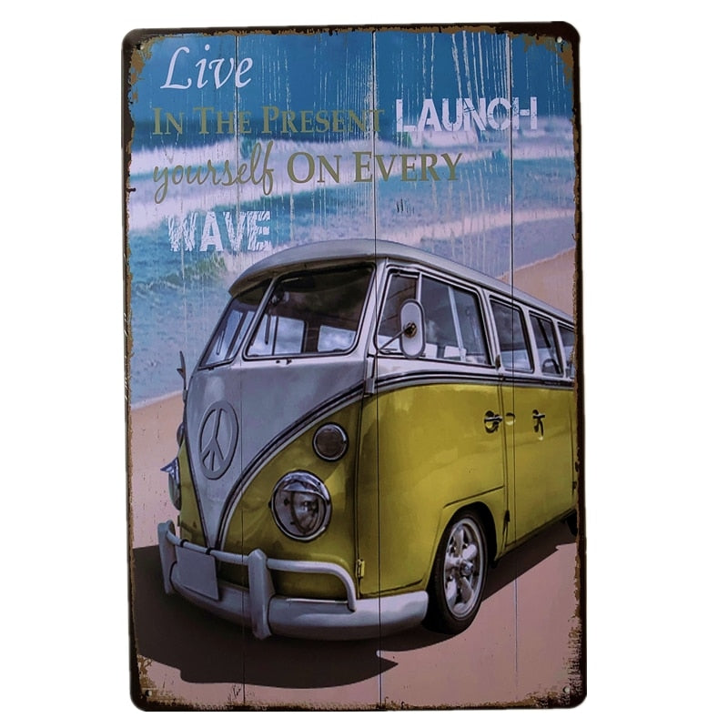 Vintage Minibus Trip Metal Posters