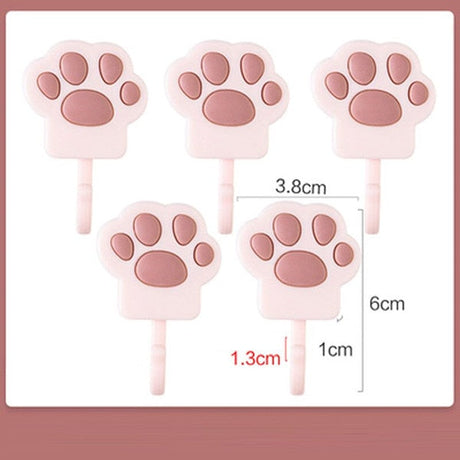 Cartoon Cat Paw Wall Hook Set