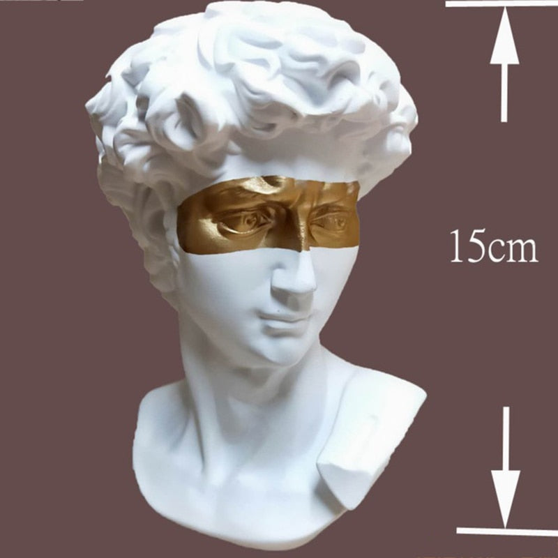 Masked David Head Bust Statue