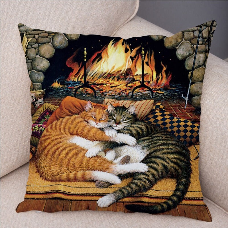 Cartoon Cat Plush Pillow Cover