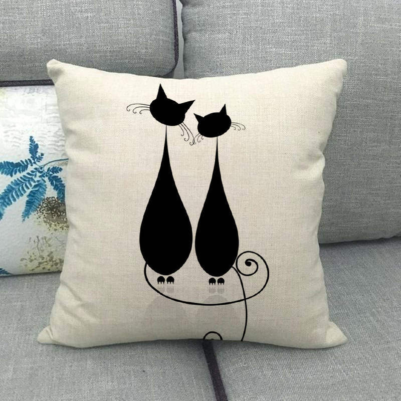 Cartoon Cat Sofa Pillow Covers