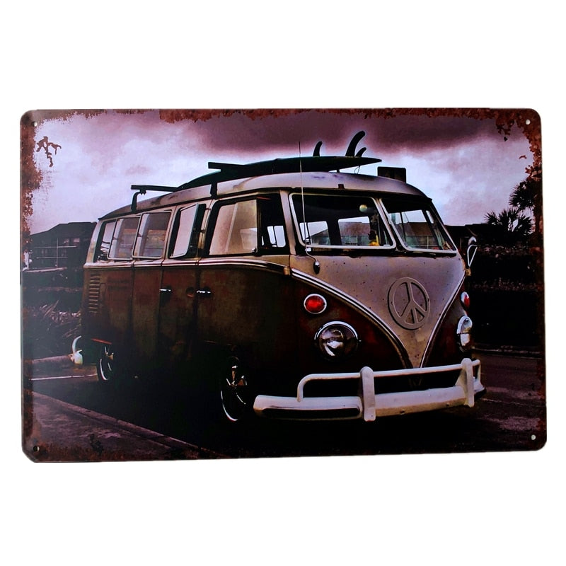 Vintage Minibus Trip Metal Posters