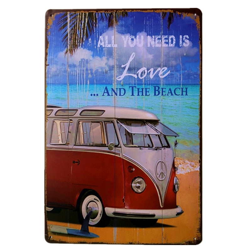 Vintage Minibus Trip Metal Posters