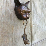 Cat Door Knocker Sculpture Wall Decor