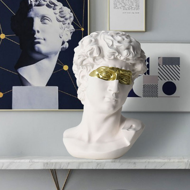 Masked David Head Bust Statue