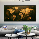 World Map Canvas Dark Academia