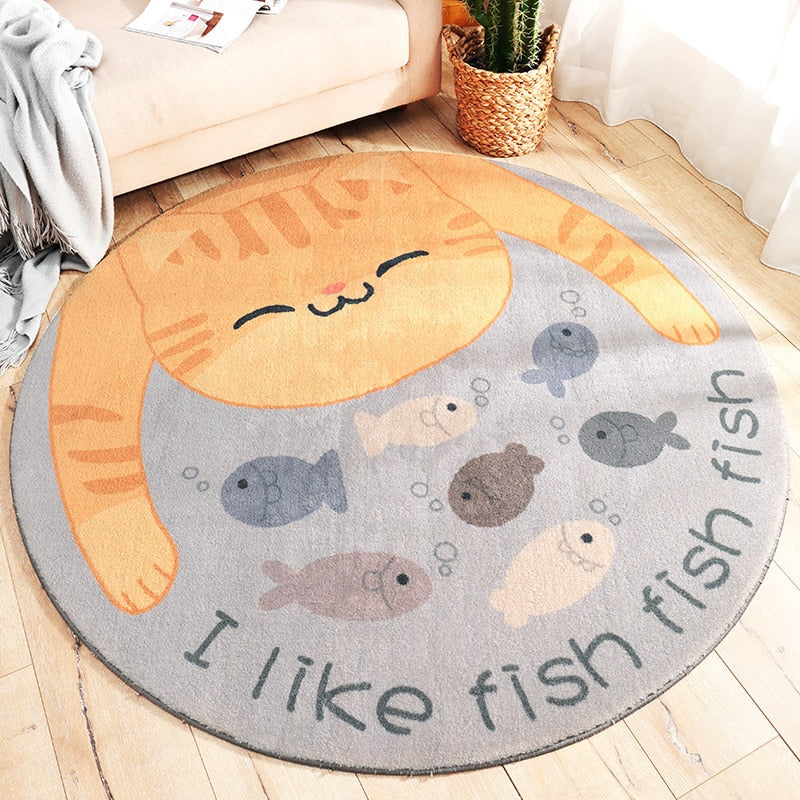 Cute Cartoon Cat Round Rug