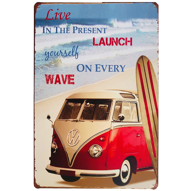 Vintage Minibus Trip Metal Posters
