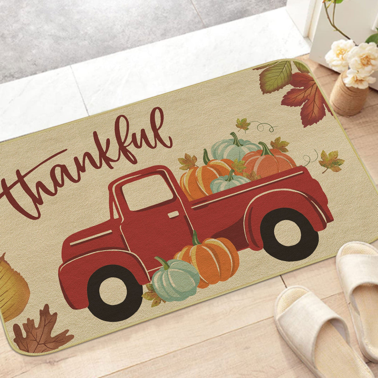 Truck Pumpkin Door Mat