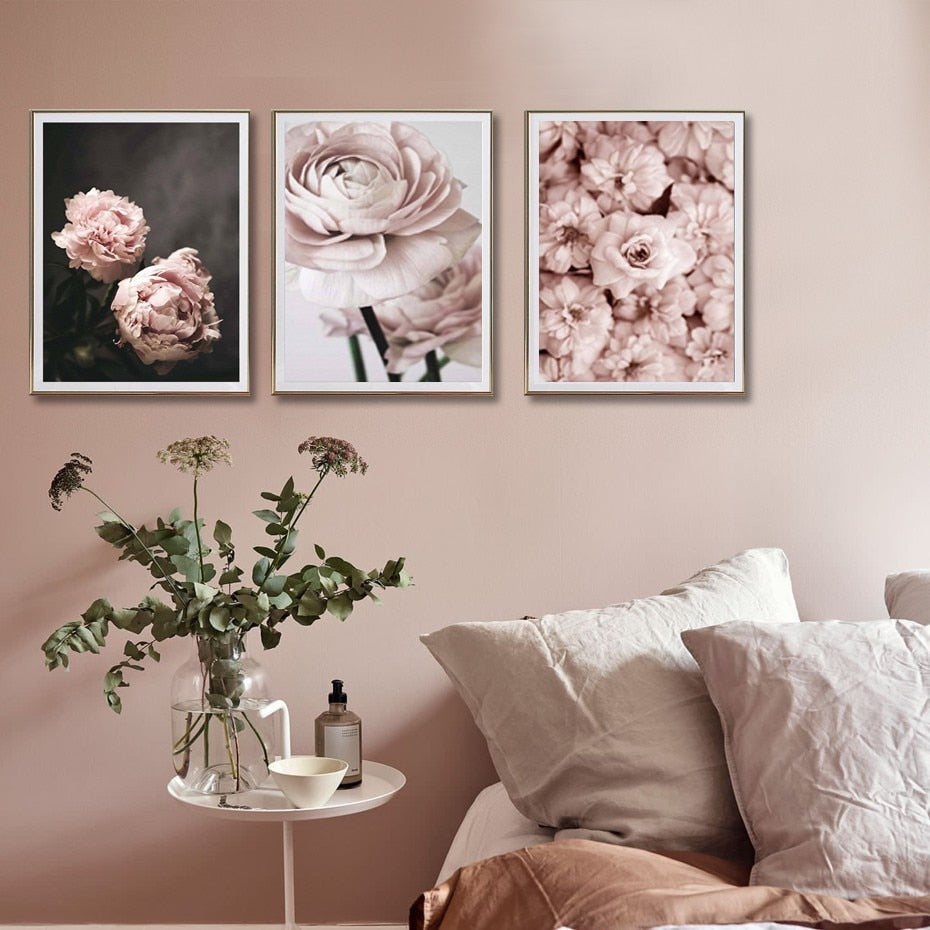 Romantic Light Pink Peonies Flowers Canvas Paintings Floral Posters Prints Valentine's Gift Wall Art Pictures Bedroom Home Decor