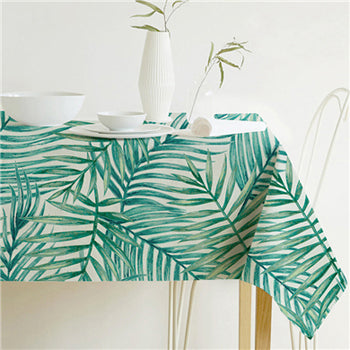 Nordic modern linen cotton square green tropical leaf tablecloth cover cloth