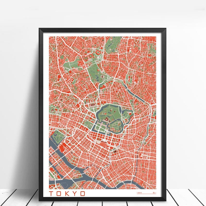 16 Famous City Classic Map Poster and Print Wall Art Canvas Painting Paris Copenhague Madrid Map For Living Room Home Decor 1