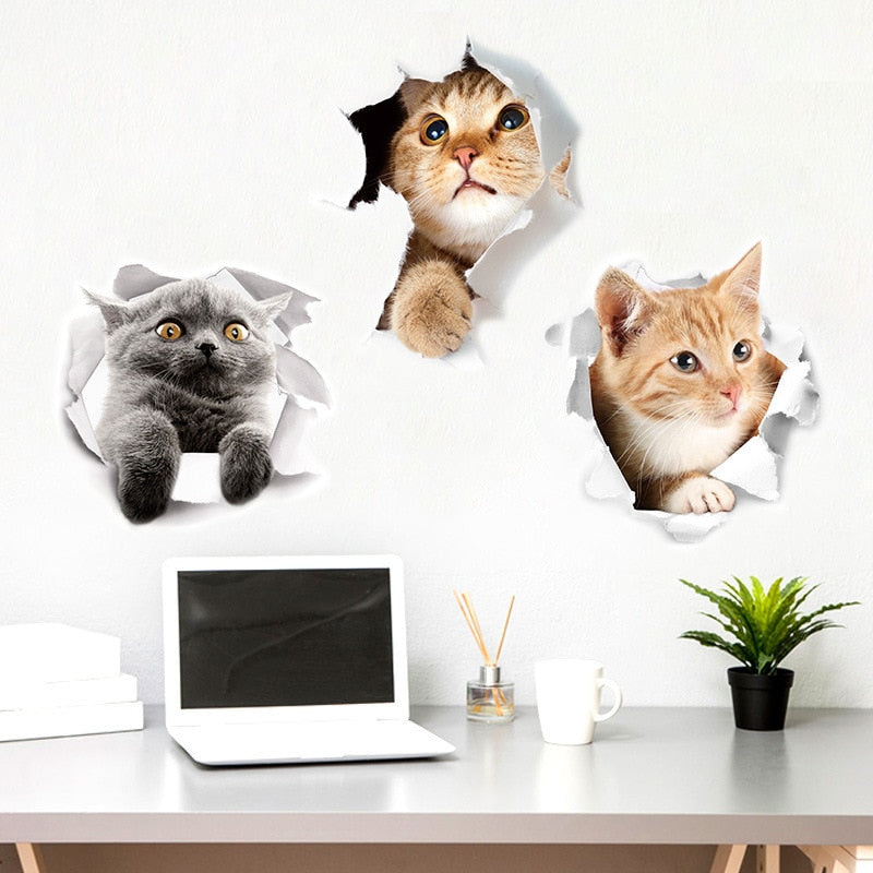 3D Cat Sticker Wall Decor