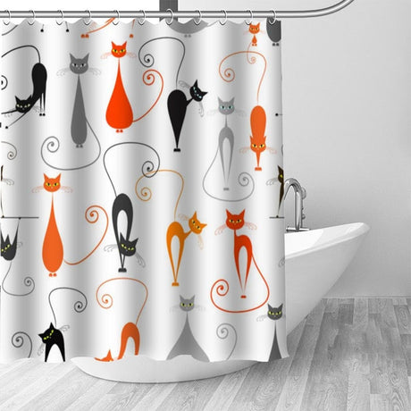 Abstract Cat Shower Curtains