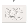 Picasso Girl Bird Line Drawing Wall Art Canvas Painting Nordic Posters And Prints Wall Pictures For Living Room Decor