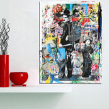 Modern Canvas Painting Graffiti Art Prints Charlie Chaplin Oil Painting Modern Wall Arts and Prints Living Room Decor