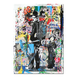 Modern Canvas Painting Graffiti Art Prints Charlie Chaplin Oil Painting Modern Wall Arts and Prints Living Room Decor