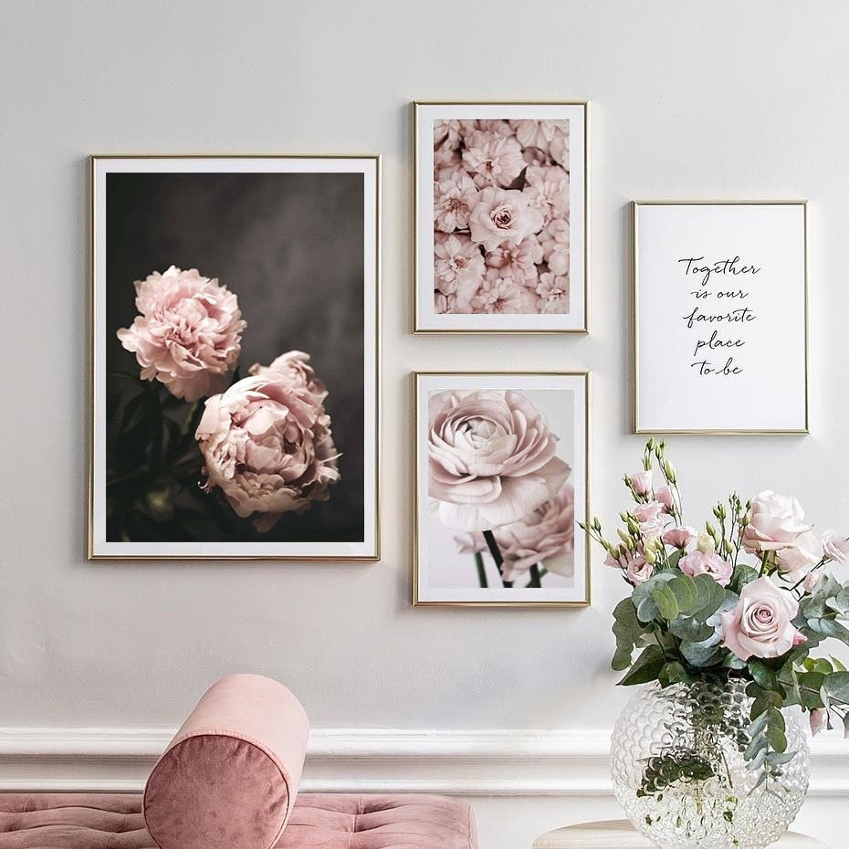 Romantic Light Pink Peonies Flowers Canvas Paintings Floral Posters Prints Valentine's Gift Wall Art Pictures Bedroom Home Decor