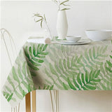 Nordic modern linen cotton square green tropical leaf tablecloth cover cloth