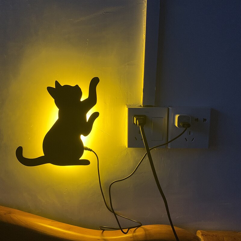 Cat Led Light Sensor Wall Decor