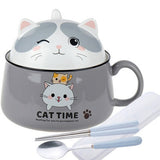Cute Cat Ceramic Ramen Bowl
