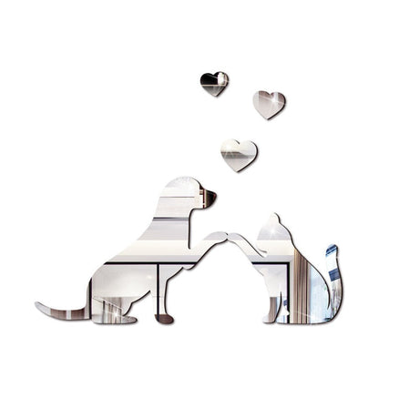 Funny Cat And Dog Acrylic Wall Sticker