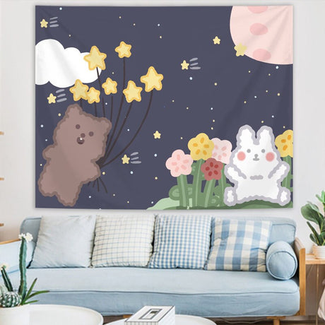 Cute Kawaii Bear Tapestry