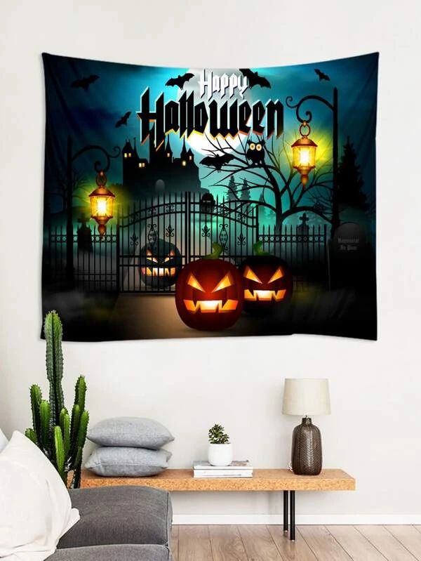 Halloween Castle Print Tapestry