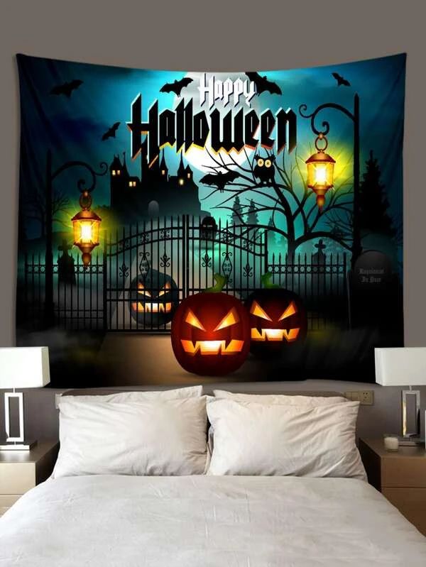 Halloween Castle Print Tapestry