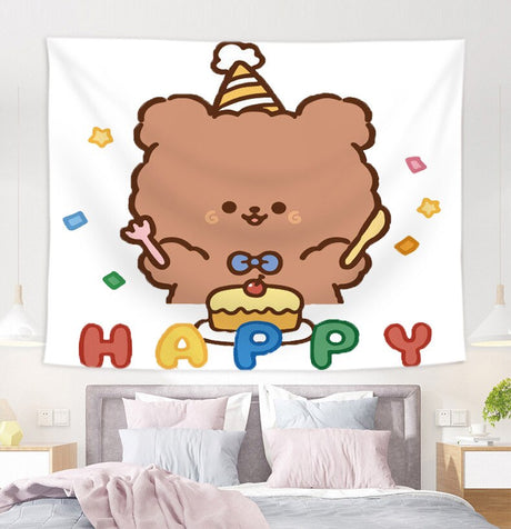 Cute Kawaii Bear Tapestry