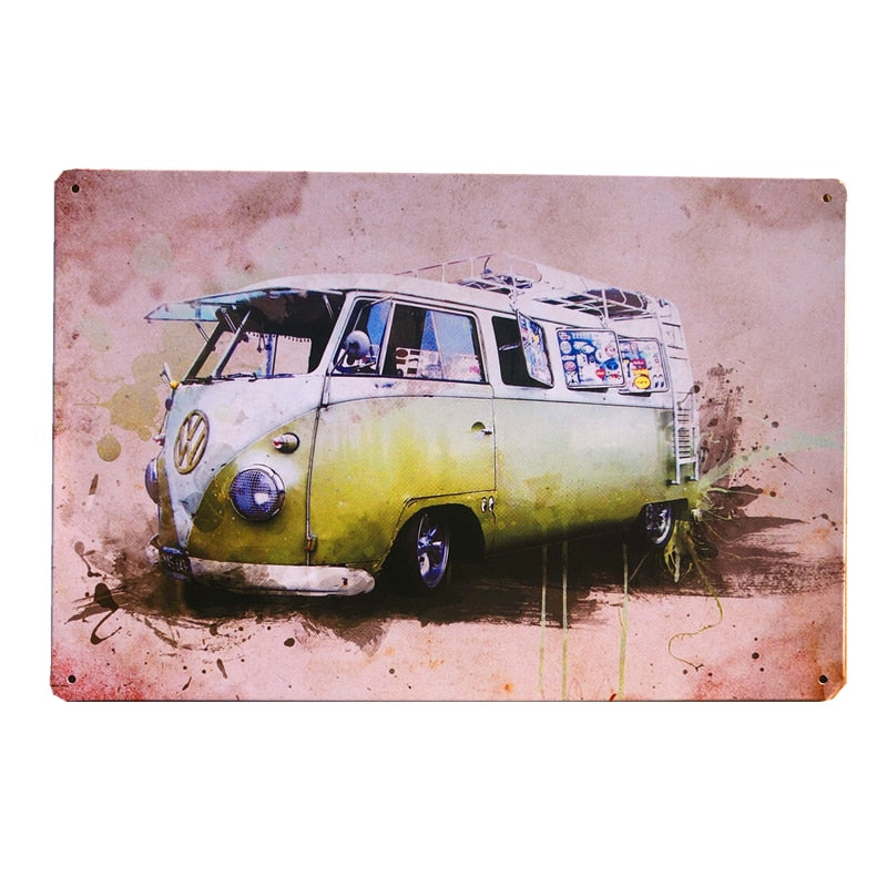 Vintage Minibus Trip Metal Posters