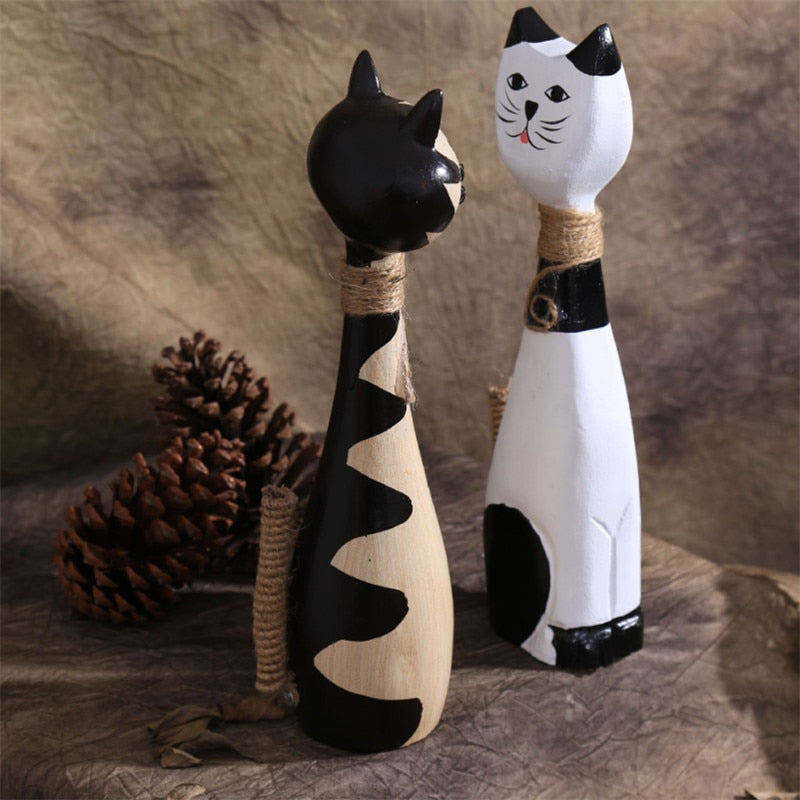 Creative Cat Wood Figurine