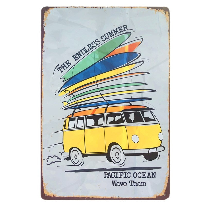 Vintage Minibus Trip Metal Posters