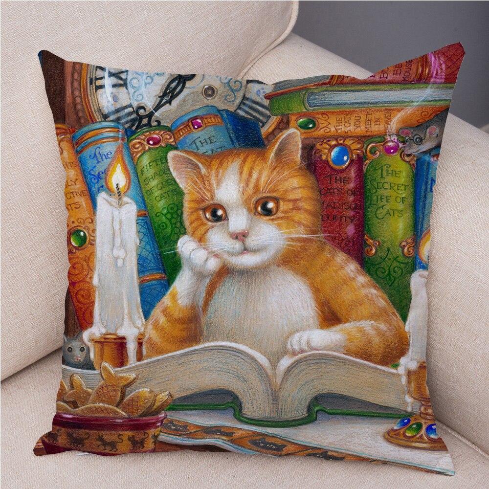 Cartoon Cat Plush Pillow Cover