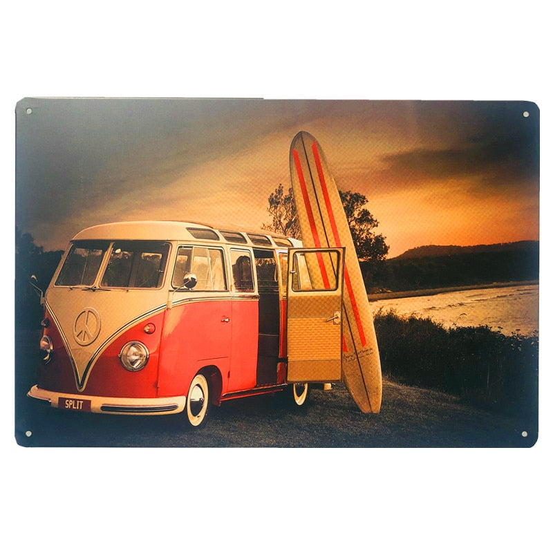 Vintage Minibus Trip Metal Posters