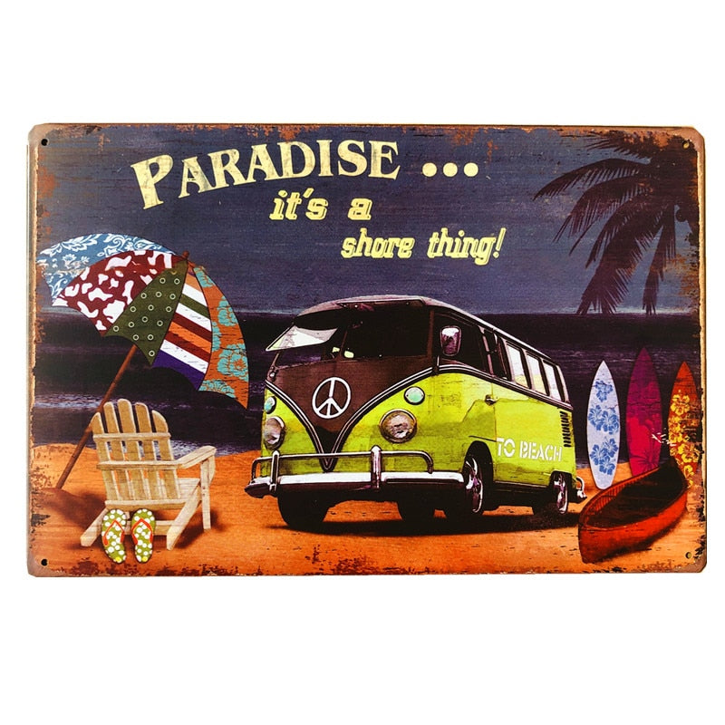 Vintage Minibus Trip Metal Posters
