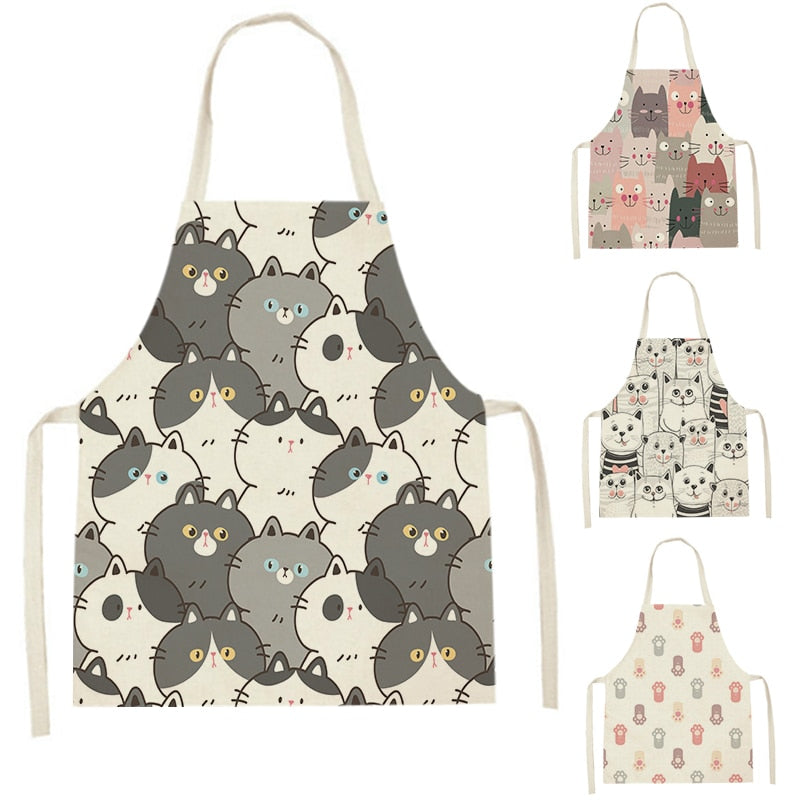 Cute Cat Print Kitchen Apron