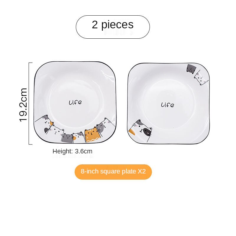 Cute Ceramic Cat Print Plate