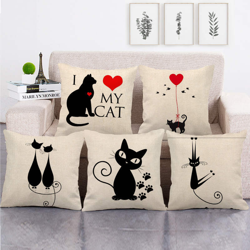 Cartoon Cat Sofa Pillow Covers