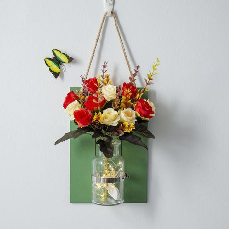 Cottagecore Artificial Flowers Vase Wall Hanging