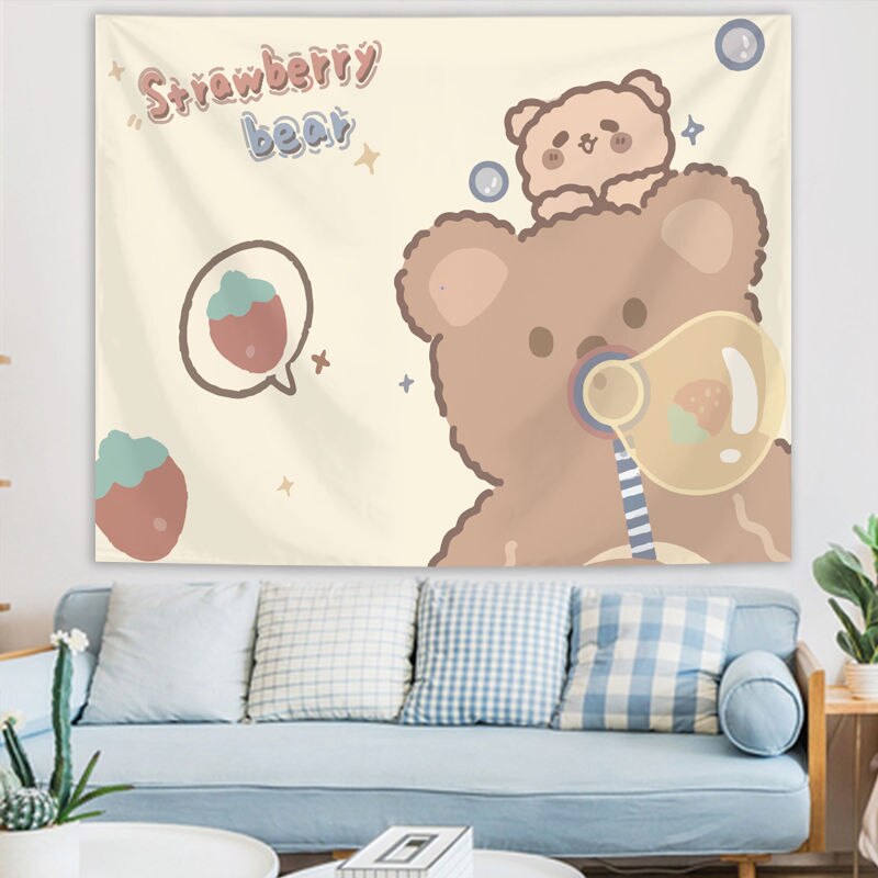 Cute Kawaii Bear Tapestry