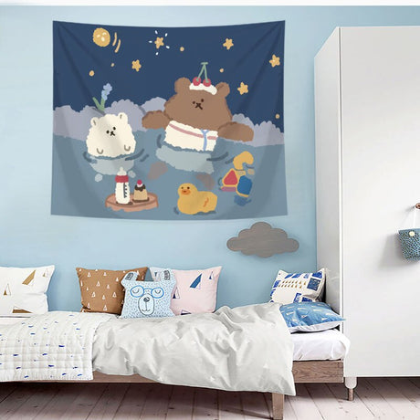 Cute Kawaii Bear Tapestry