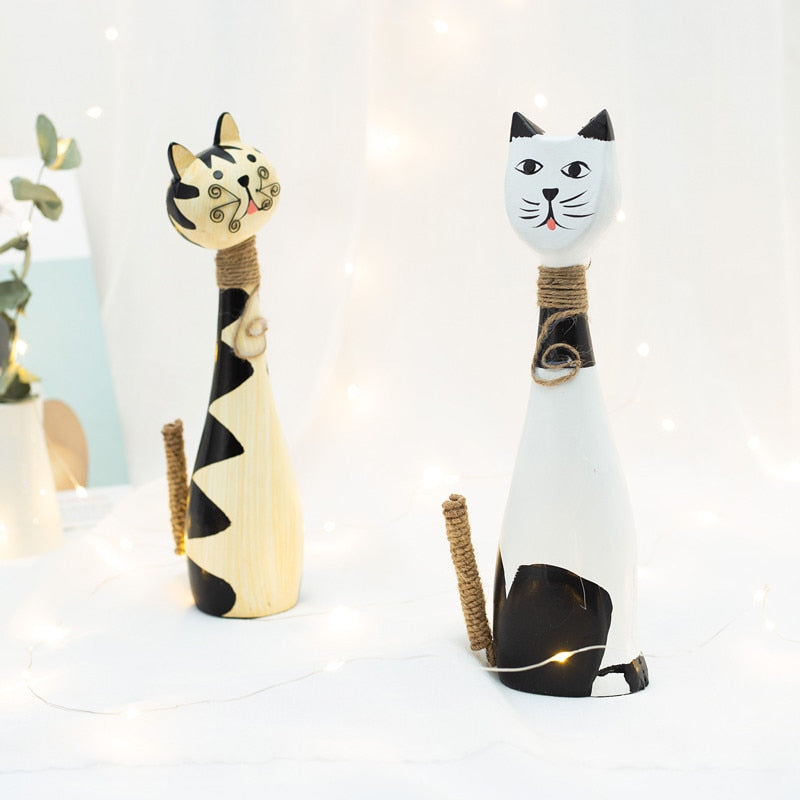 Creative Cat Wood Figurine